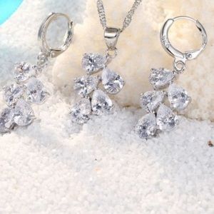 Sterling Silver Crystal Earring Necklace Set